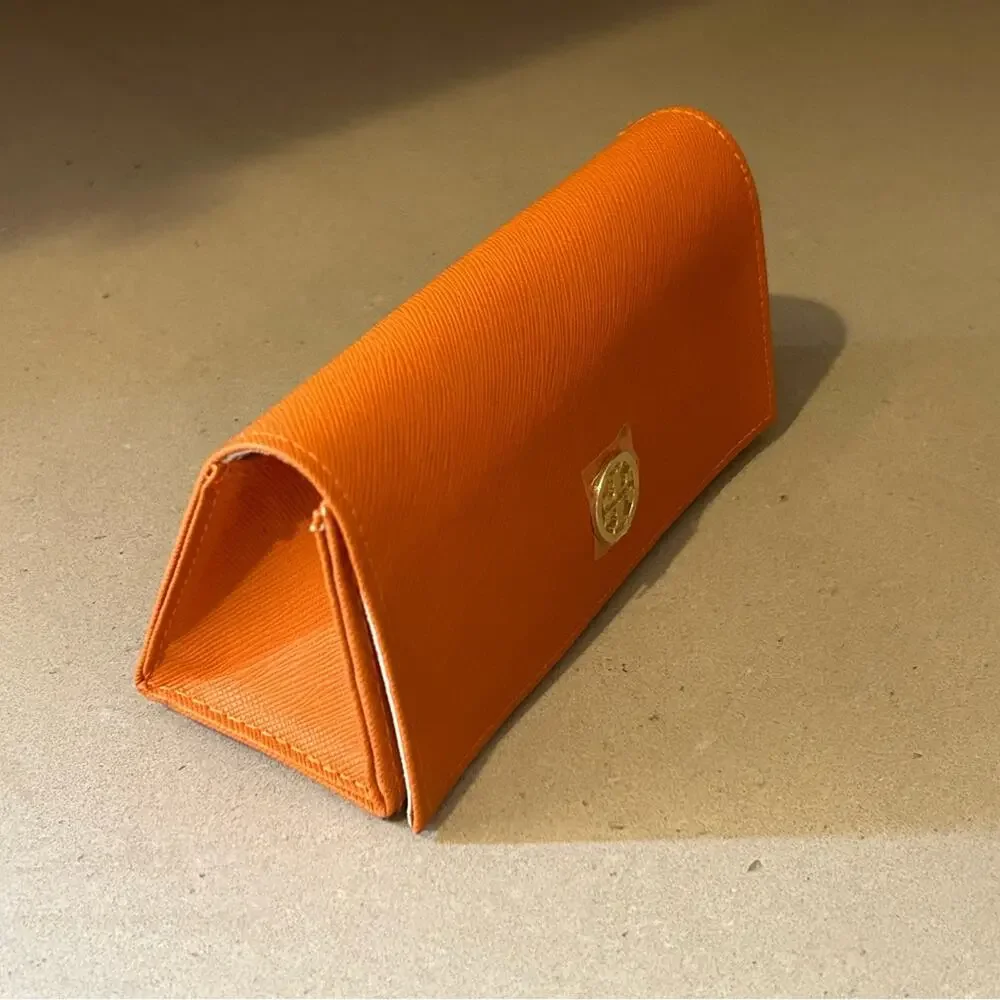 NWOT Tory Burch orange triangular eyeglass class eyewear saffiano leather